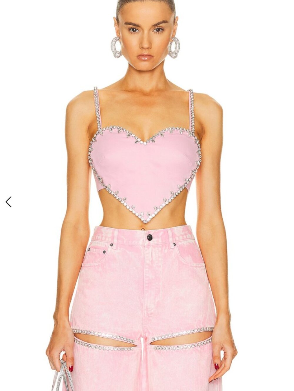NWT Area NYC Crystal Trim Heart Top - XS